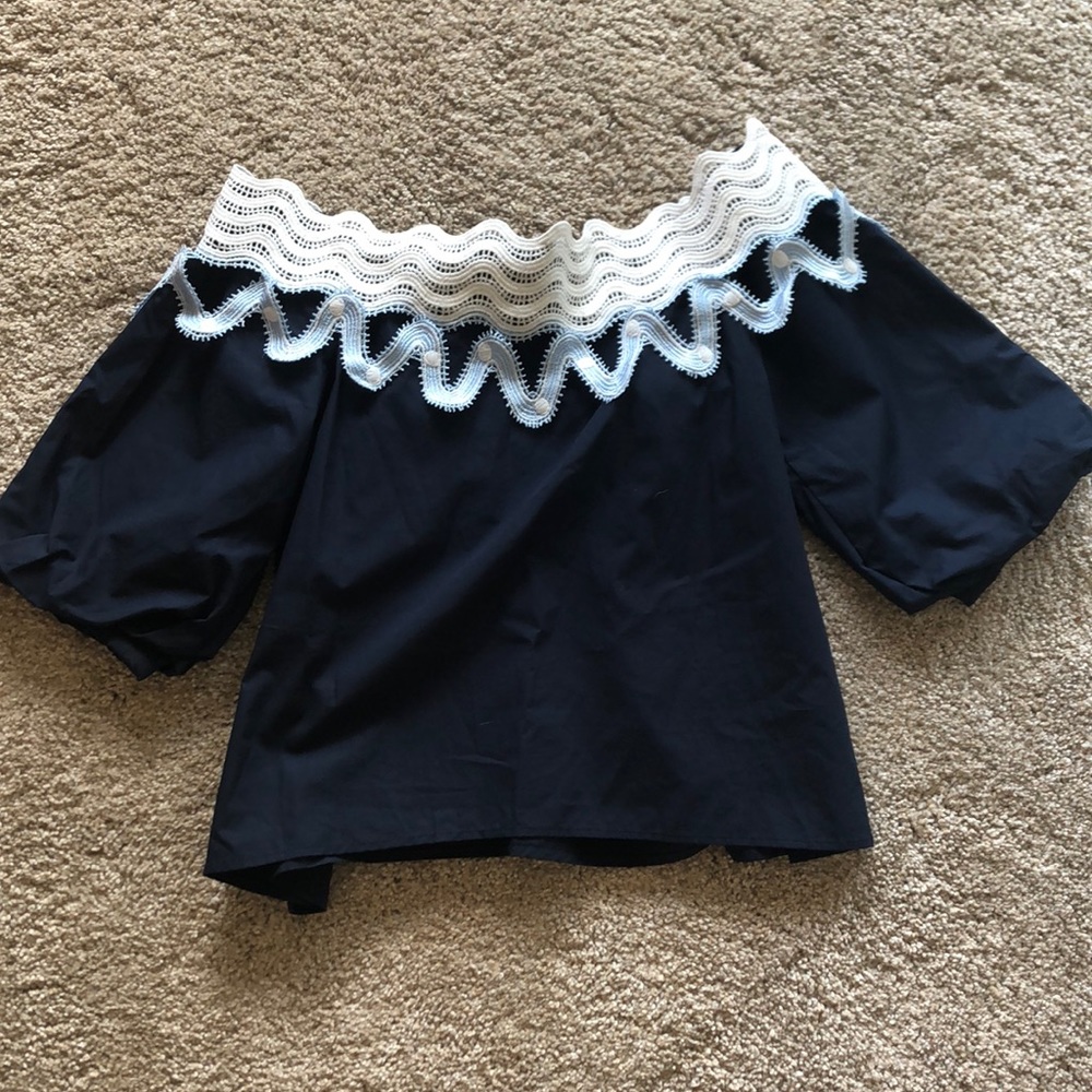 FEW MODA NEW YORK Lace Off Shoulder Top